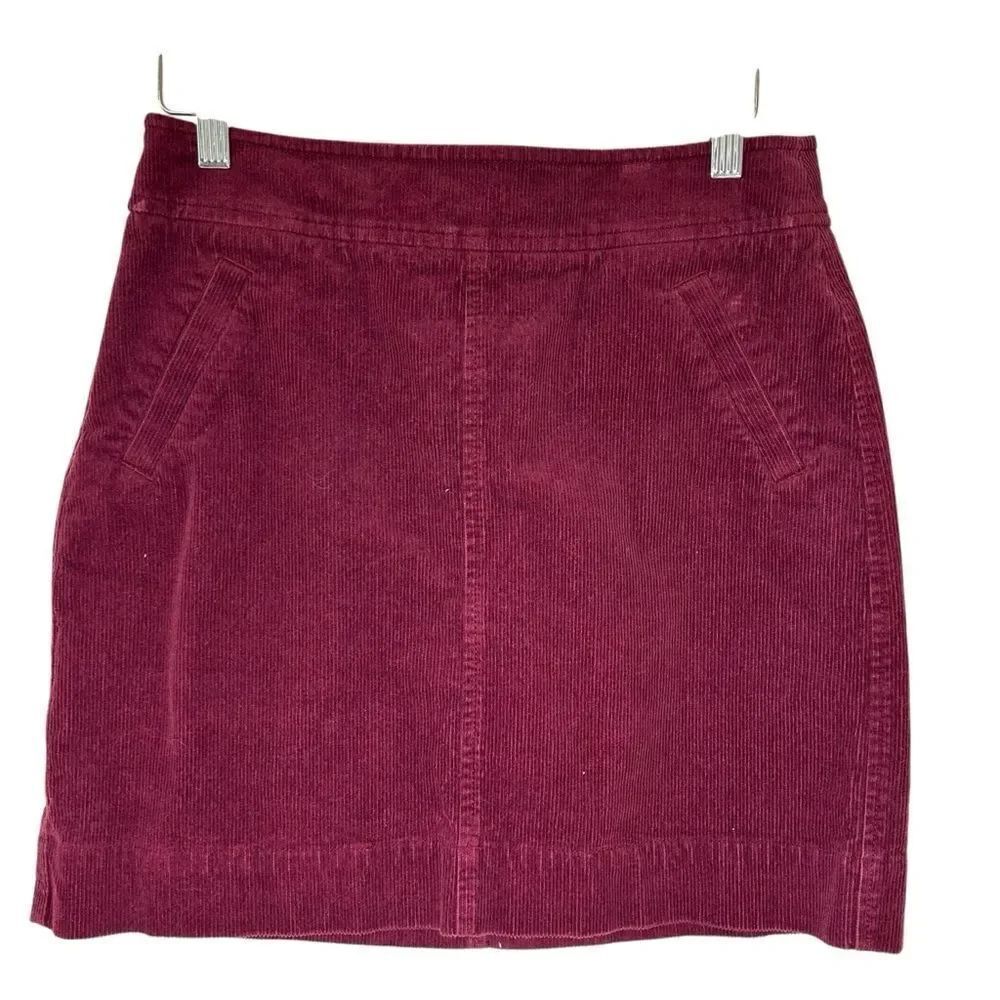 Loft burgundy corduroy mini skirt size 2